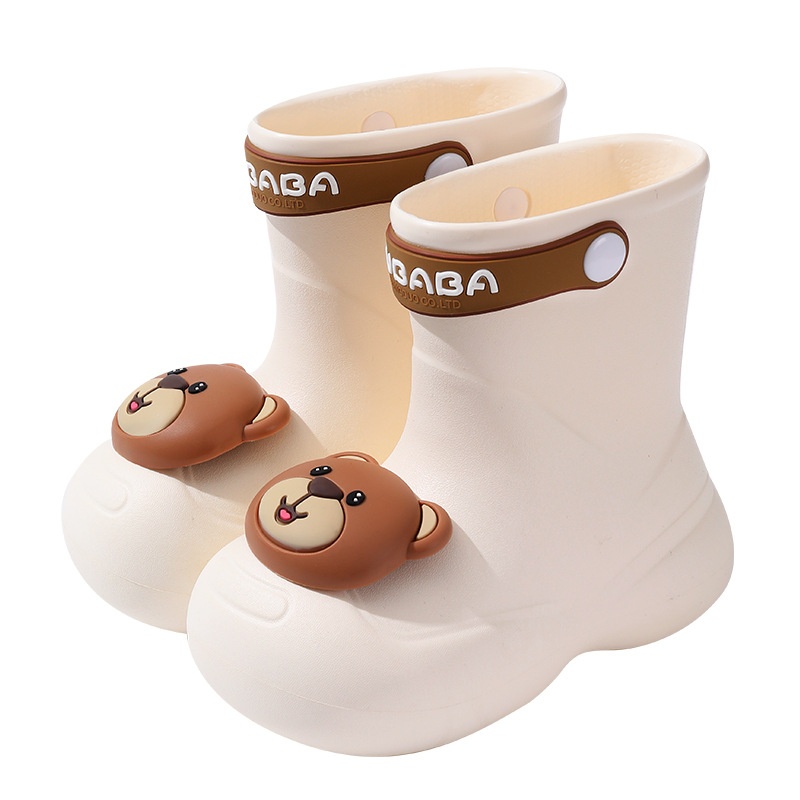 Children's Rain Boots Kids Mid-tube Rain Boots Boys And Girls Cute Cartoon Waterproof Non-slip Soft Sole Kindergarten Baby Water Shoes