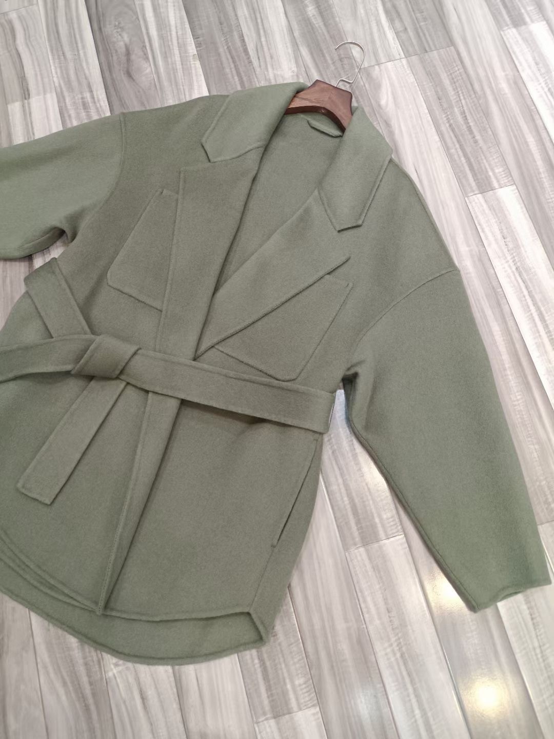 Xiaohe's Bigs!AHand-length Double-faced Wool Coat For Women,Hand-sewn Silk Wool Double-faced Wool Lapel Coat