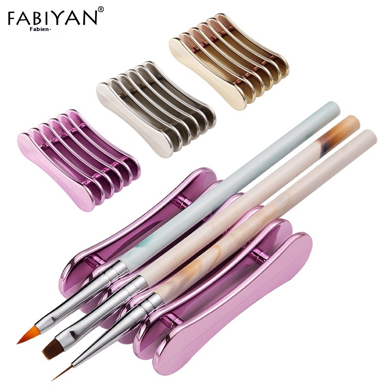 Manicure Pen Holder Metal Electroplating Mini Pen Holder Multifunctional5-grid Nail Pen Holder Manicure Tools