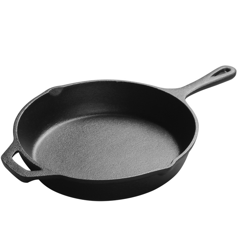 Cast Iron Frying Pan10 Inches12 Inches Cast Iron Uncoated Frying Pan Optional Wooden Board Dropshipping