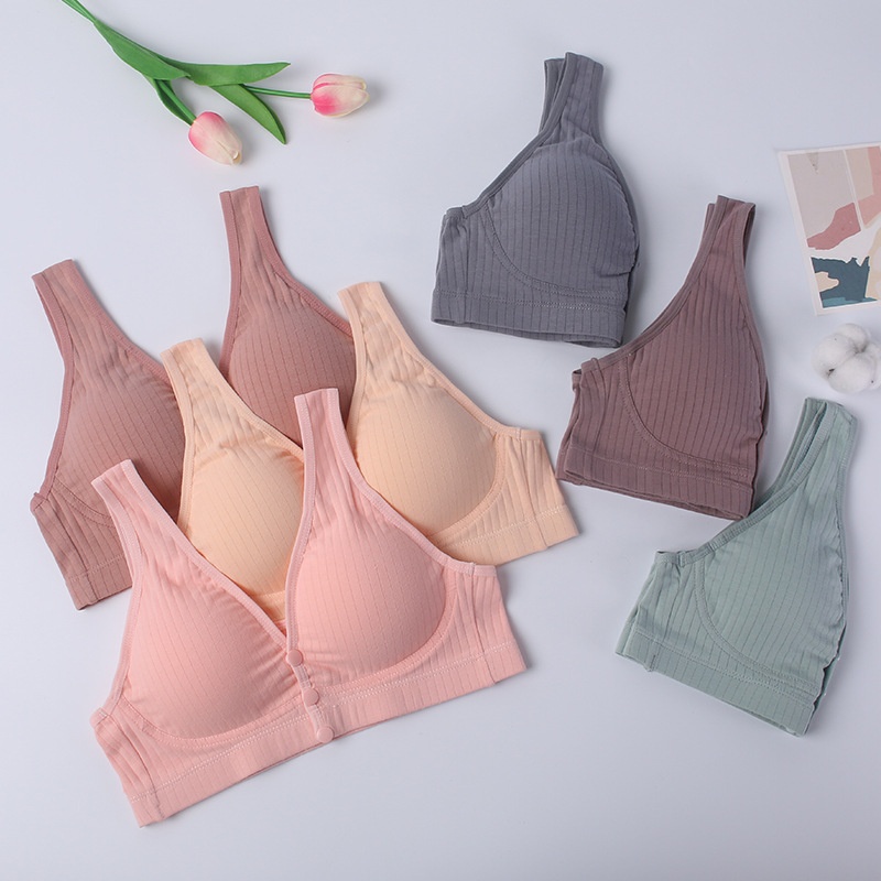 Nursing Bra, Push-up, Non-sag, Vest-style Maternity Bra, Front Buckle, Wire-free, Pregnancy And Postpartum Bra, Pure Cotton