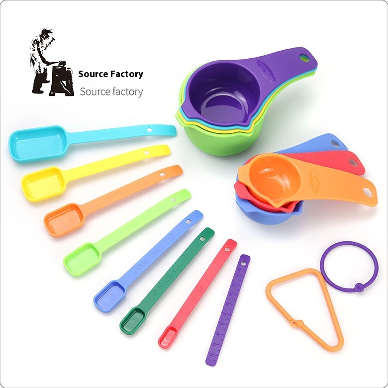 With Scale Colorful Kitchen Measuring Cups And Spoons Food Grade Plastic Baking Tools15 Pieces Measuring Spoon Set