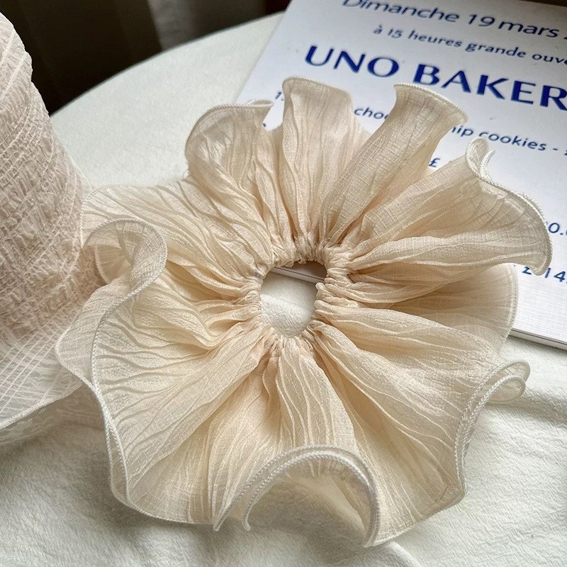 Korean Style Hair Accessories Large Intestine Hair Ring Simple Headline South Korea Pleated Headdress Flower Advanced Oversized Hair Rope Free Shipping