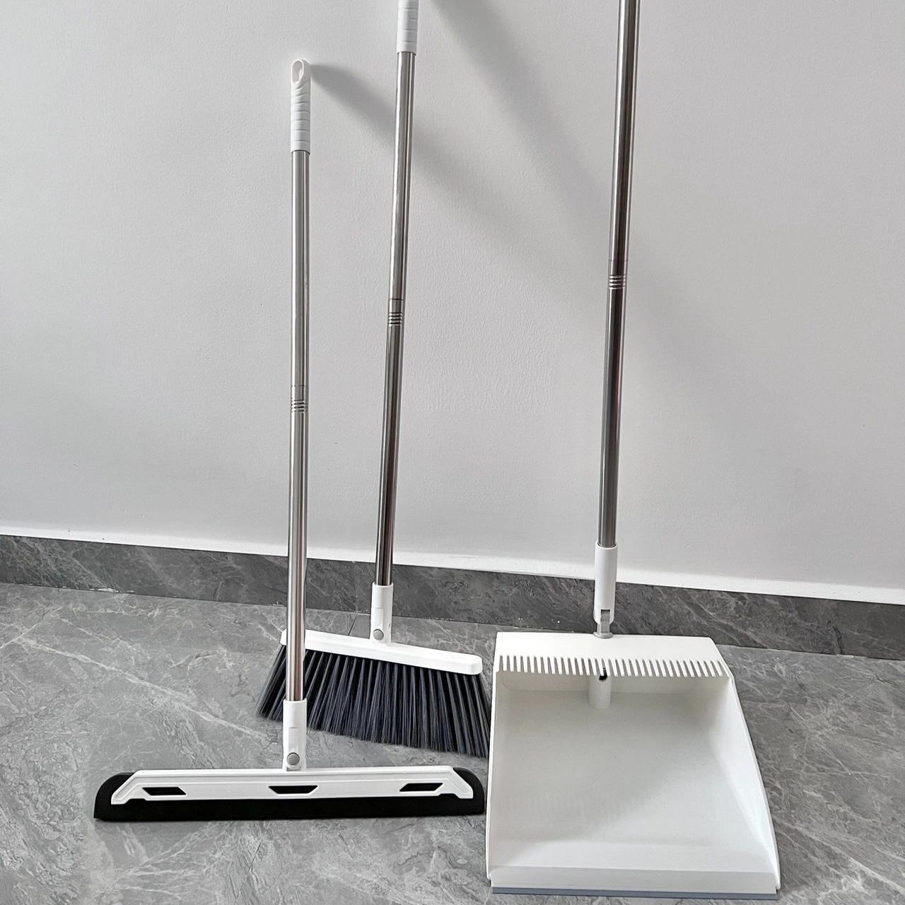 Broom Set Household Soft Broom Plastic Stainless Steel Broom Long Scraping Tooth Dustpan Combination