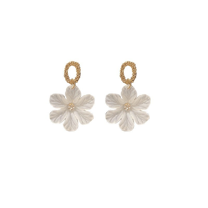 South Korea Dongdaemun Mori Flower Petal Earrings Fresh All-match Women's Elegant Resin Flower Earrings Exquisite