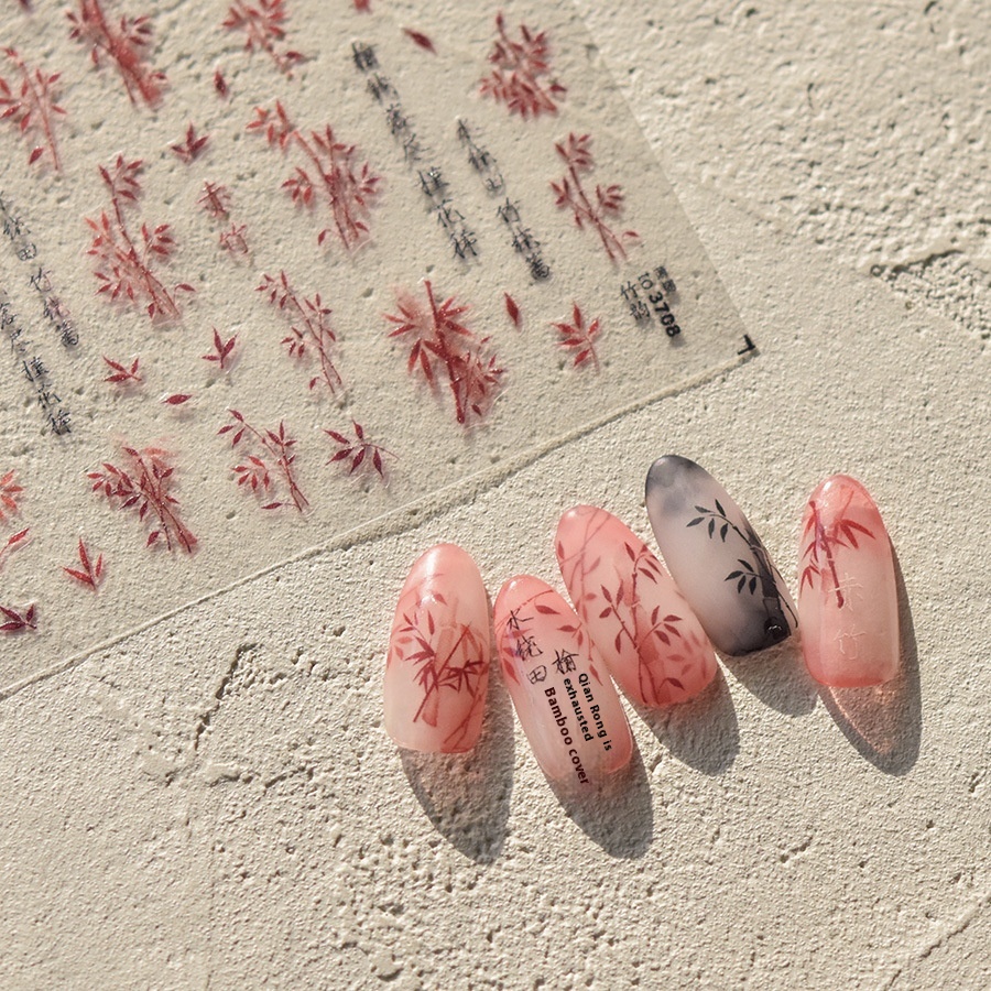 Tomoni Thin And Tough Nail Stickers Hot-selling Retro Nail Stickers National Style Bamboo Rhyme3708