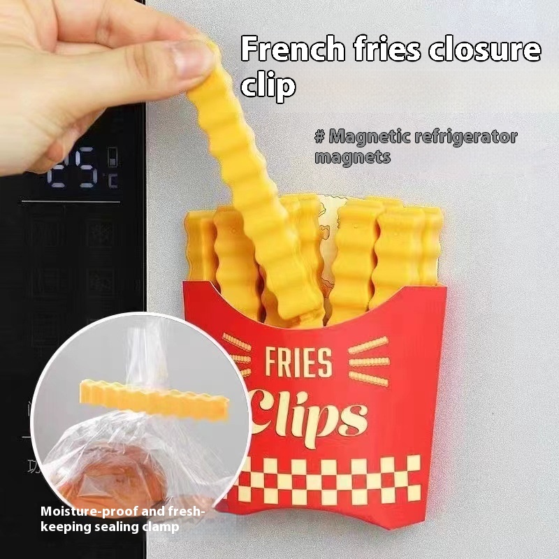 French Fries Sealing Clip Cute Cartoon Magnetic Suction Refrigerator Household Kitchen Food Snacks Fresh Moisture-proof Sealing Clip