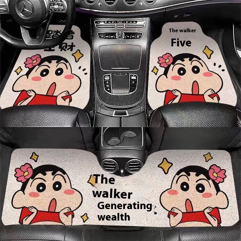 Cartoon Universal Car Floor Mats, Mud Scraping And Dirt Scraping Wire Ring Floor Mats, Stain-Resistant And Easy To Care For, Anti-Slip Mats, Three-Piece Set Of Floor Mats