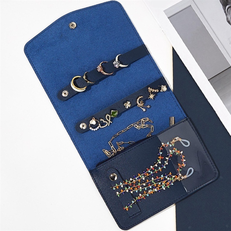 Fashion PULeather Jewelry Bag Multifunctional Roller Blind Ladies Jewelry Bag Japanese And Korean Earrings Necklace Bag