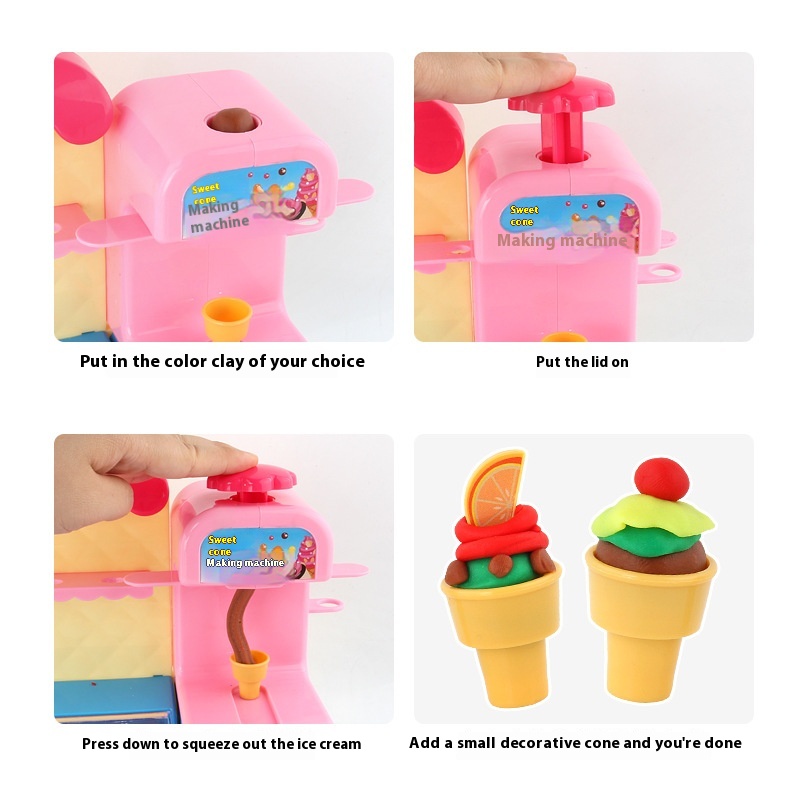 Children's Simulation Kitchen Tableware Ice Cream Candy Light Music Ice Cream Supermarket Store Color Clay Play House Toys - 3