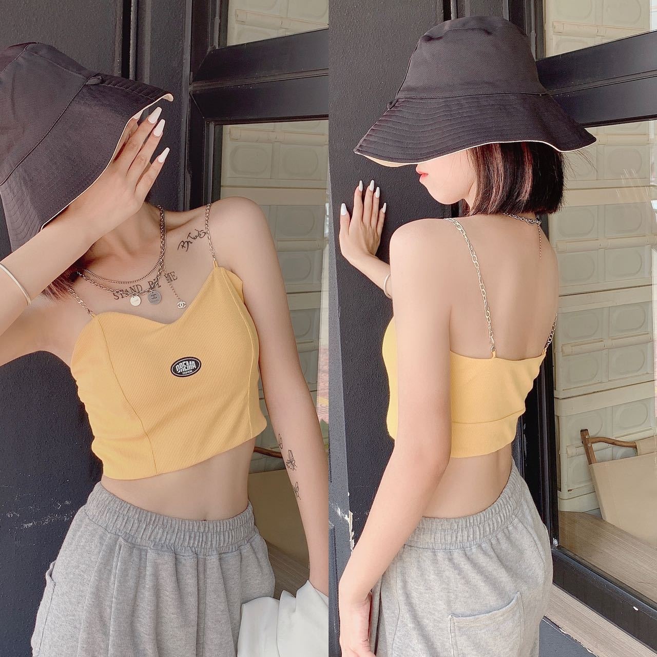 Careful Iron Chain Camisole Vest For Women To Wear As An Outer Layer With Chest Pads Korean Version For Girls To Wrap Their Chests For Students To Wear With Beautiful Backs