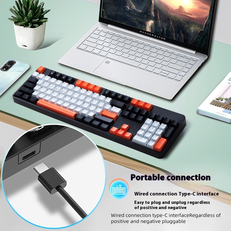 87/104 Key Wireless Bluetooth Three-mode Mechanical Keyboard Blue Axis Gaming Keyboard Office Tablet