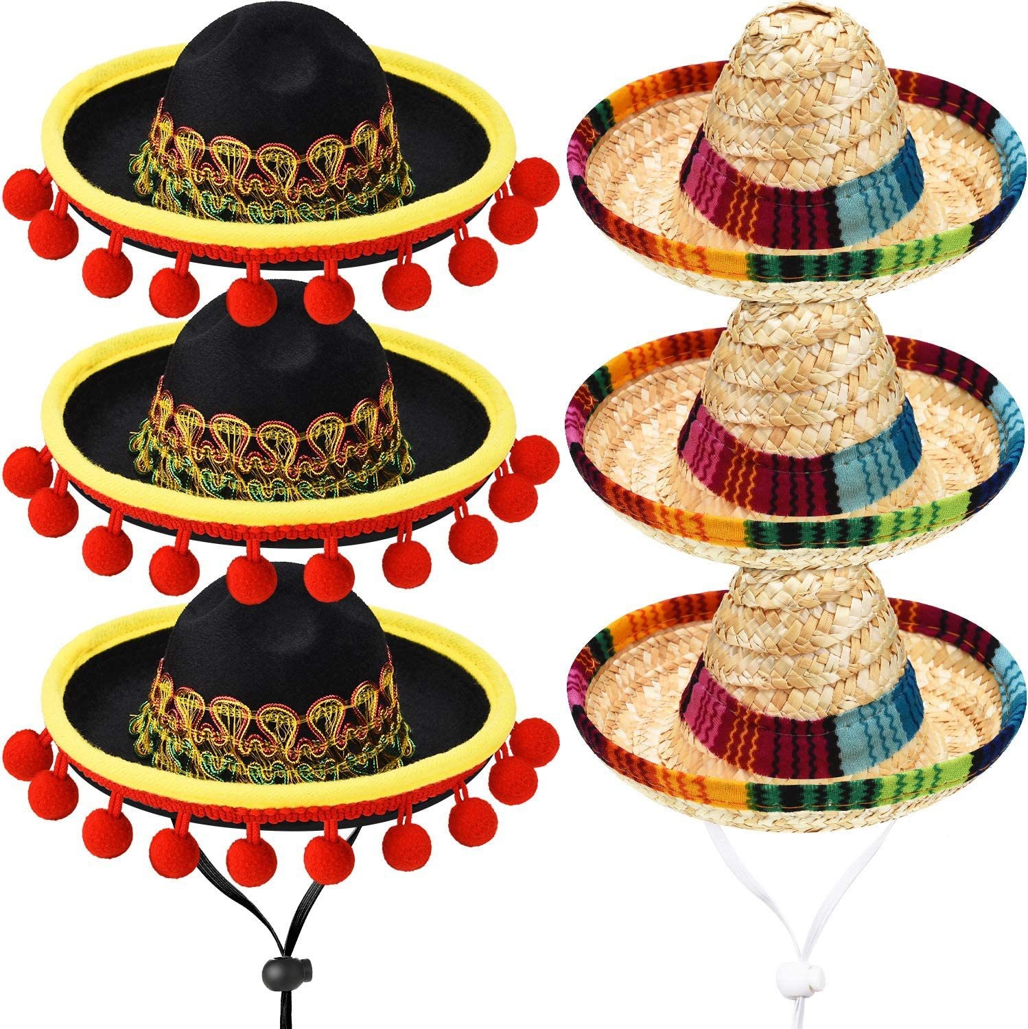 Mini Mexican Sombrero Hat Cute Straw Mini Fun Carnival Pet Hat