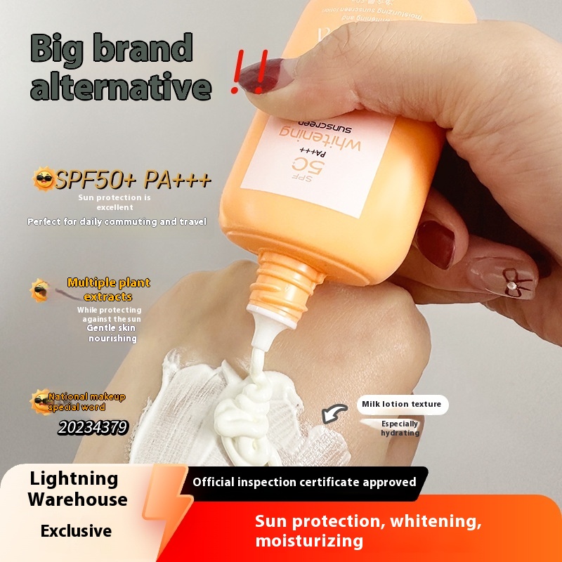 Ruoquan Whitening Sunscreen Moisturizing Concealer UV Sunscreen Sunscreen Spray 50 Genuine Goods Not White