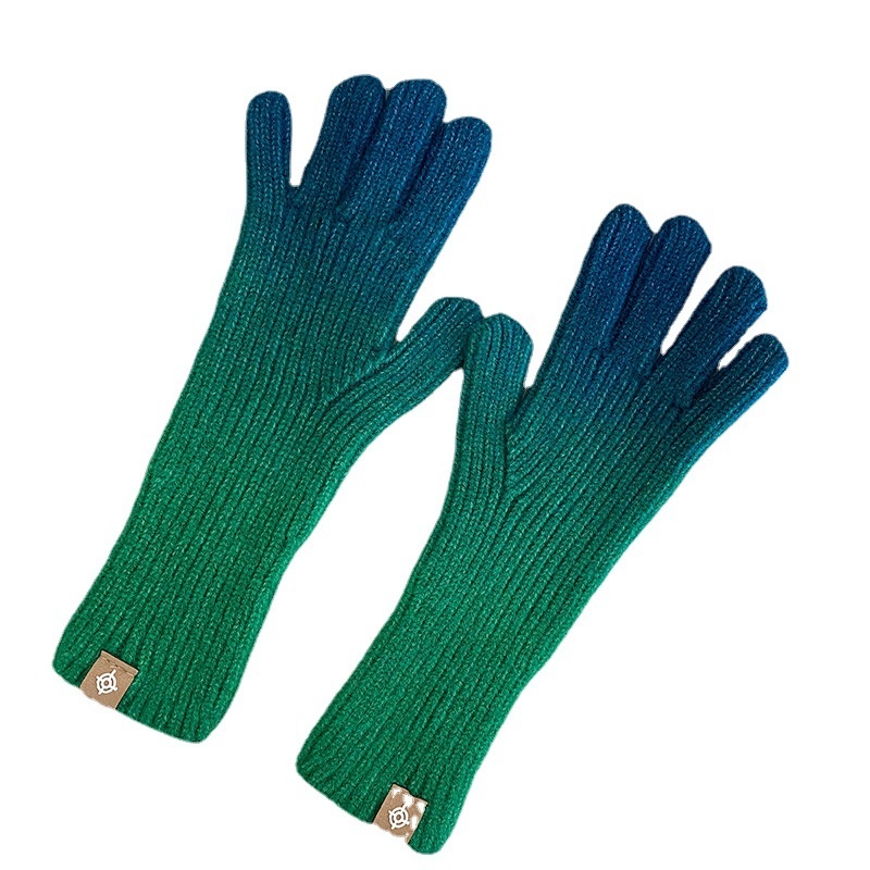 Korean Gradient Color Gloves Fingerless Touch Screen Gloves Winter Warm Fashion Style Internet Celebrity Gloves - 5