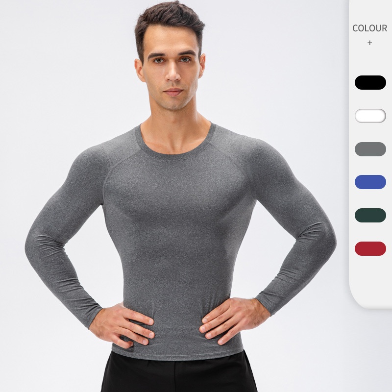 Men's Autumn And Winter Sports Long-sleeved Outdoor Running Tight Training T-shirt High Elastic Quick-drying Fitness Clothes11515