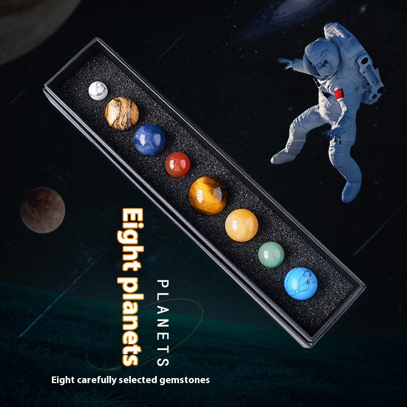 Natural Crystal Solar System Eight Planets Agate Jade Ore Specimen Set Home Decoration Gift Ornaments