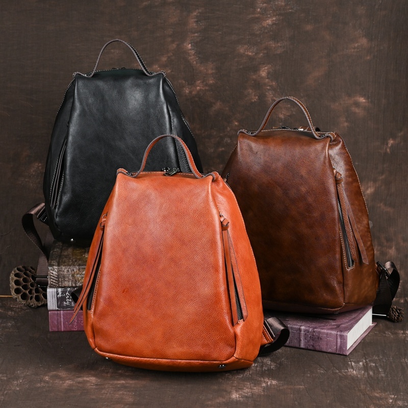 Top Layer Cowhide Large Capacity Retro Style Backpack Direct Shipping Support One Piece Drop Shipping