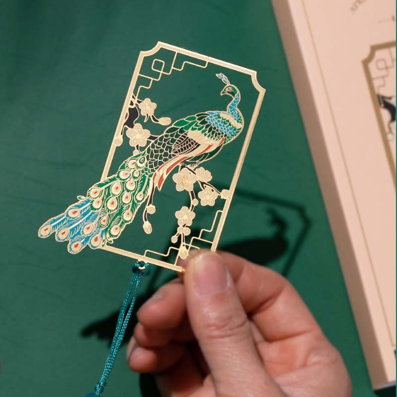 Apricot Peacock National Forbidden City Cultural And Creative Gift Metal Bookmark Gift Box Student Business Gift Teacher's Day Gift For Teachers