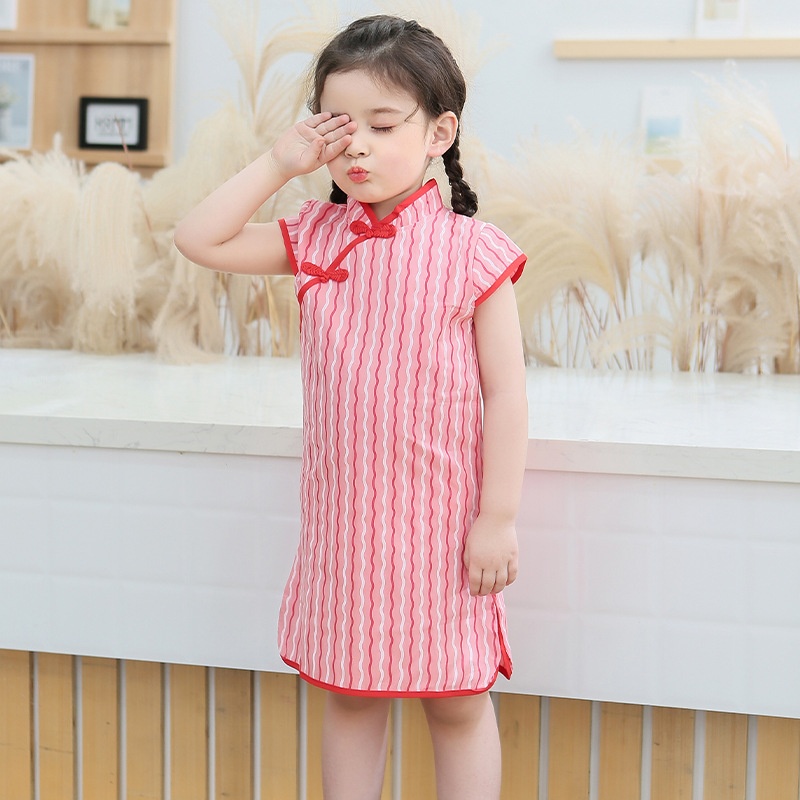 Girls Cheongsam Dress Children's Hanfu Improved Tang Suit National Children's Clothing Cheongsam Small And Medium-sized Children's Princess Dress Spring And Summer