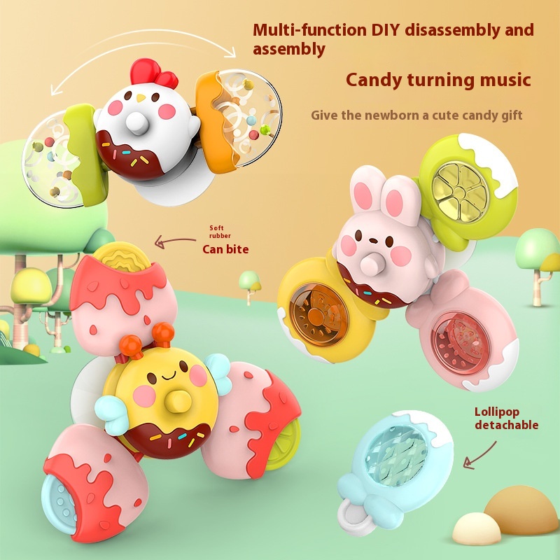 Children's Candy Suction Cup Spinning Baby Water Table Gyroscope Spinning Infant Rattle Teether Toy