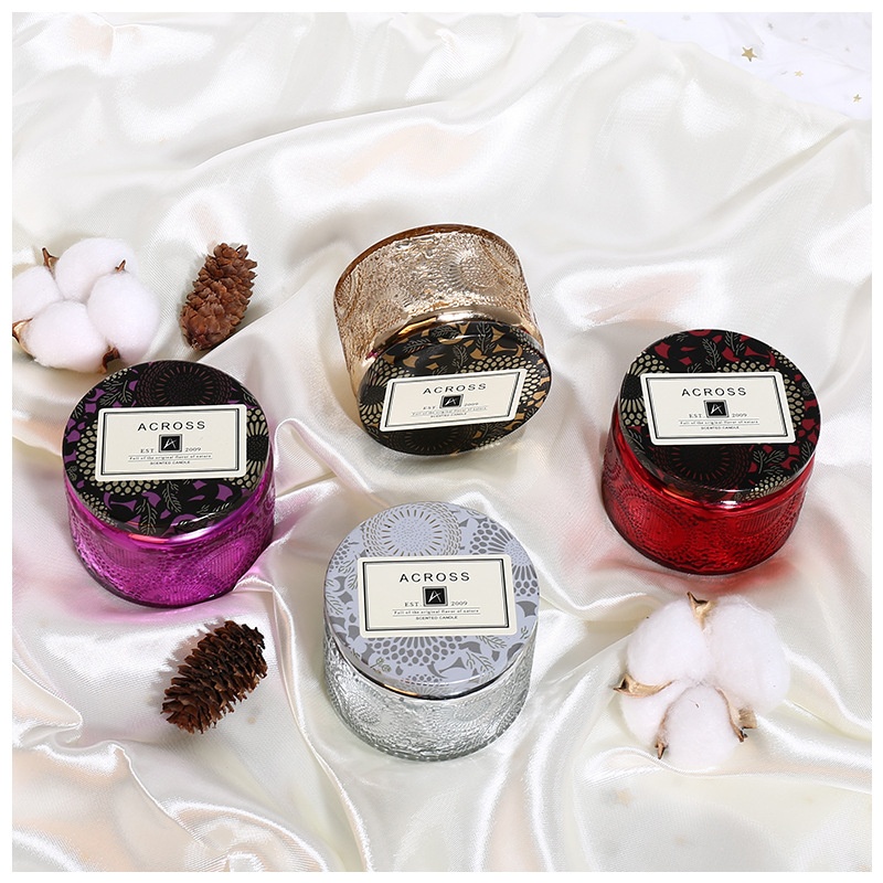 Starry Sky Aromatherapy Candle Essential Oil Indoor Souvenir Relief Glass Gift Box Jar Smokeless Soybean Wax Essential Oil - 3