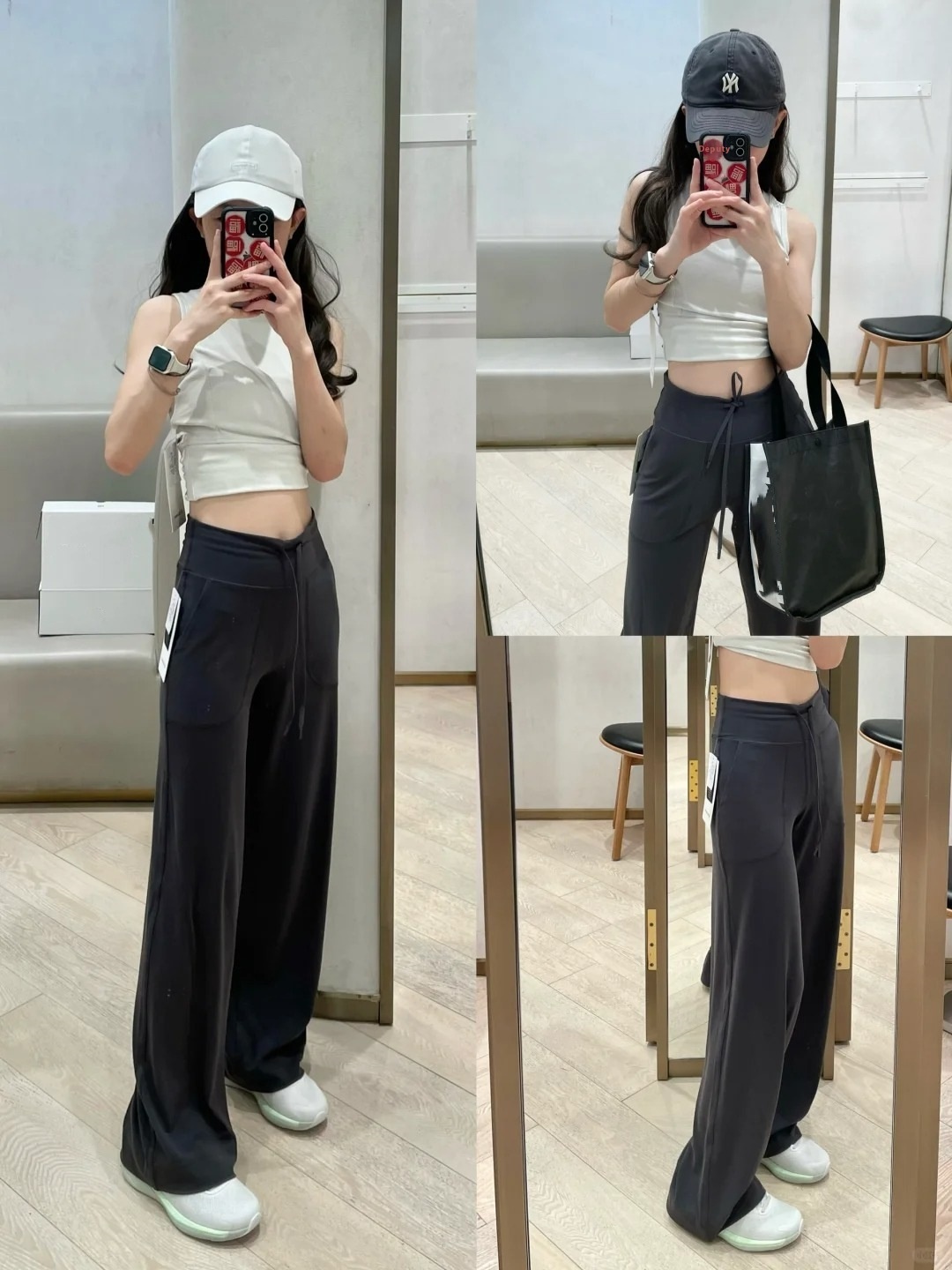 Wide-leg Drawstring Nylon Straight Pants