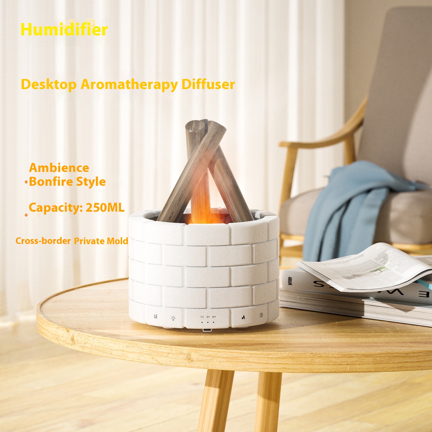 Flame Humidifier Desktop Aromatherapy Machine Home Small Silent Colorful Atmosphere Bedroom Aromatherapy Machine