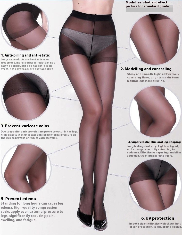 Four-season Plus-block Stockings Anti-hook Silk Bikini Anti-off Silk T Crotch Open Tiptoe Transparent Core-spun Silk Socks Pants For Women