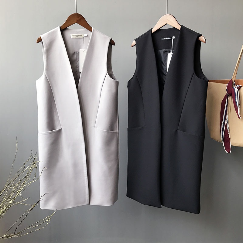 Spring And Summer Japanese And Korean Arrival Korean Style Simple Slimming Elegant Fashionable Mid-length Suit Vest For Women