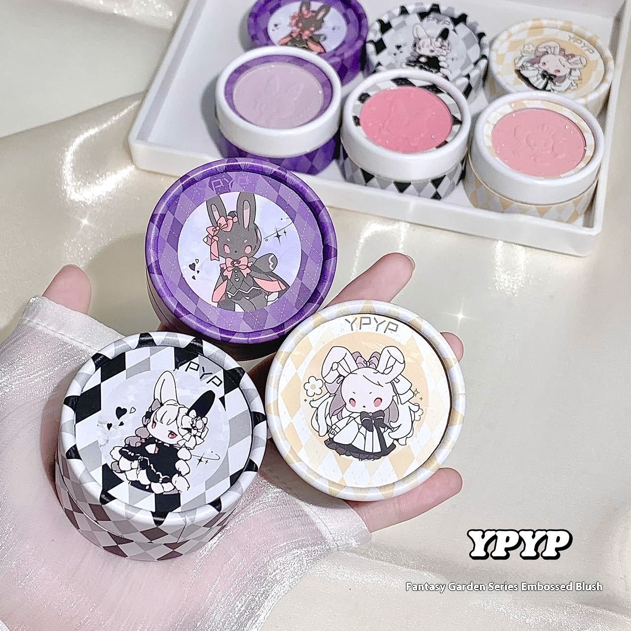 YPYP Dream Garden Embossed Blush Natural Naked Makeup Matte Fine Flash Face Brightening Plain White Monochrome Rouge