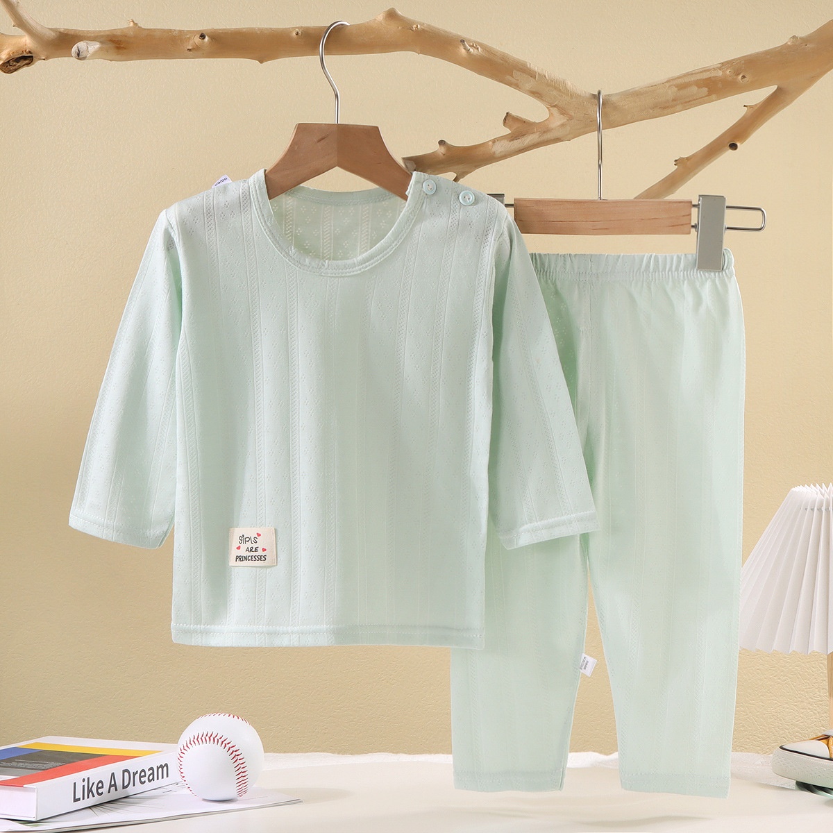 Summer Children's Thin Home Clothes Suit Boys And Girls Nine-point Sleeve Pajamas Jacquard Breathable Baby Air-conditioning Clothes