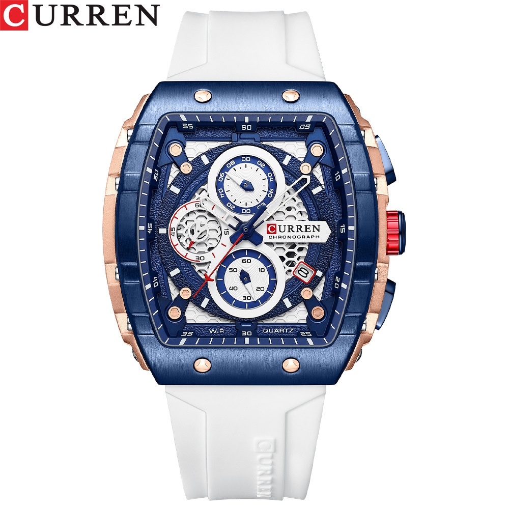 CURRENCarreon8442 Men's Waterproof Six-pin Quartz Calendar Tape Men's Multi-function Watch Men's Watch