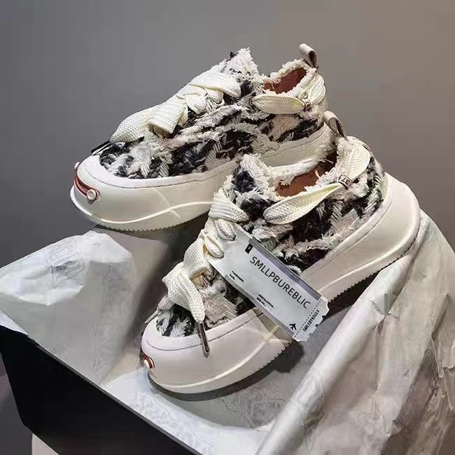 Smiling Cheese Cat White Shoes Men's Shoes Summer Beggar Shoes Smiling Face Thick Bottom Heightening Black Canvas Shoes Women