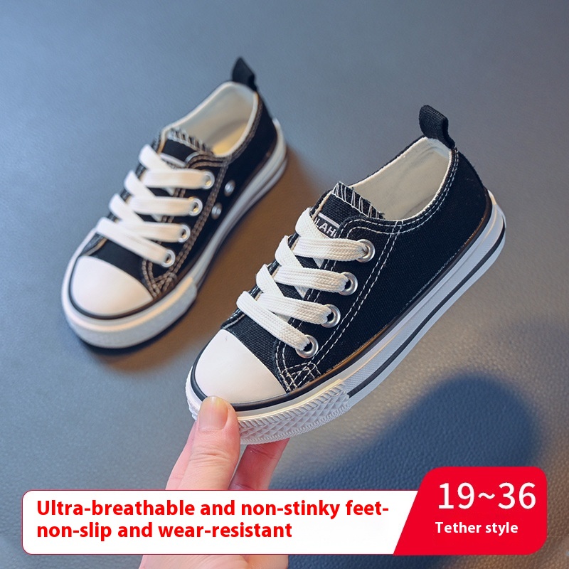 Children's Canvas Shoes For Girls Summer Korean Version Small,Medium And Large Children's Soft Bottom Shoes Student Running Shoes Baby Shoes