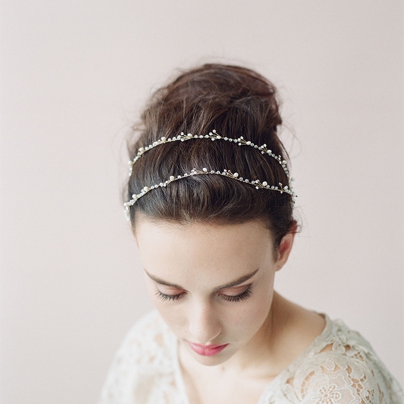 Xinmeiji O010 Pearl Branch Double Strand Headband European And American Hair Accessories Twigs Honey Bride Wedding Headband