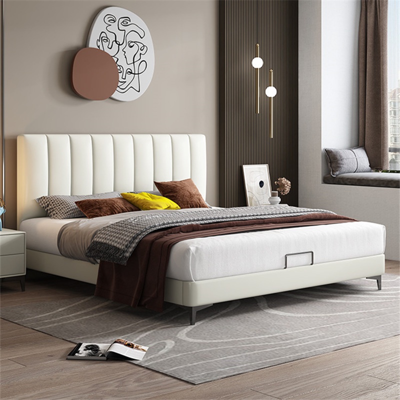 Light Luxury Double Bed Simple Modern Master Bedroom1.8m Soft Bed Nordic Solid Wood Bed Hotel Apartment Building