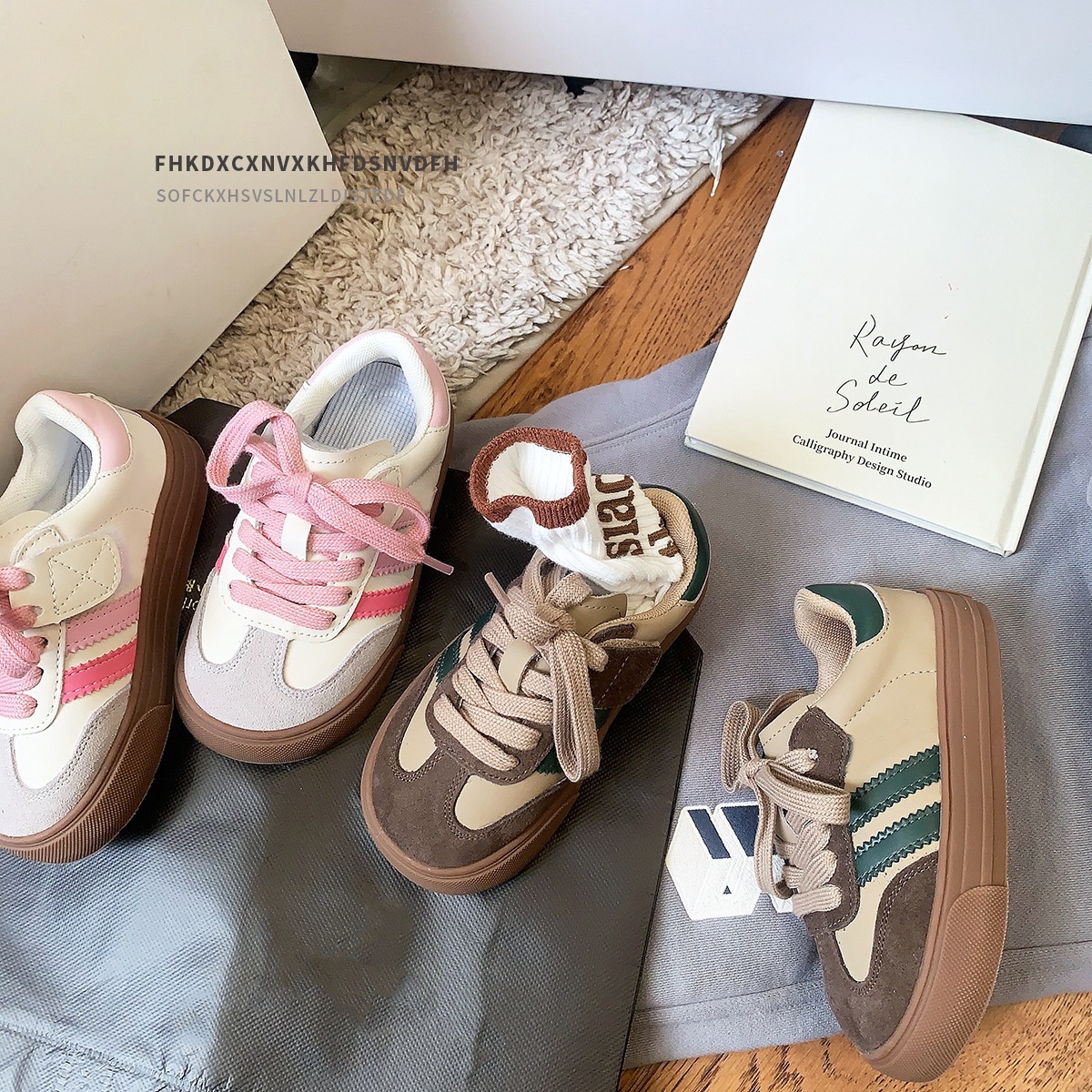 Korean Retro Children's Shoes3-6-7-12 Years Old Children's Sports Shoes Spring And Autumn Girls'German Training Shoes Boys'Shoes