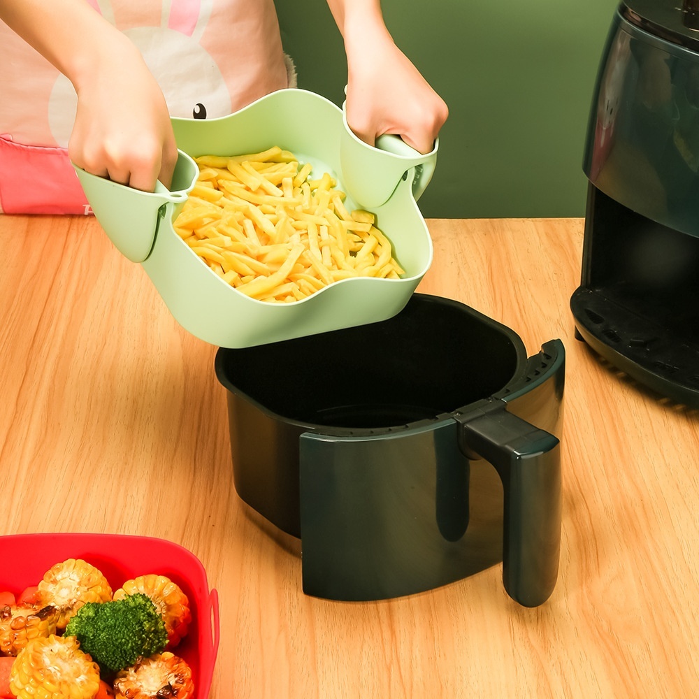 Air Fryer Silicone Baking Tray Square Mat Reusable Lining Non-stick Easy To Clean High Temperature Resistant Pot Mat Liner