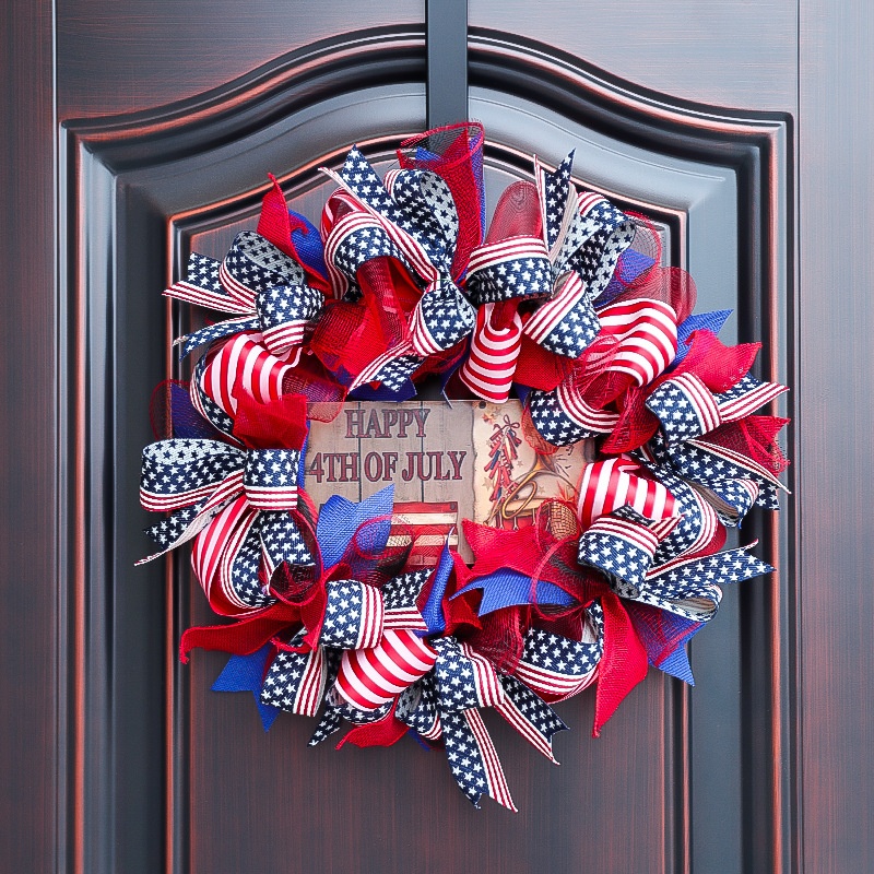 American Independence Day Flag Wreath Door Hanging Decorative Wreath