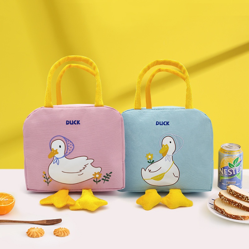 Ulated Lunch Box Bag With Little Yellow Duck Design,Suitable For Children And Students,Aluminum Foilulated Lunch Bag