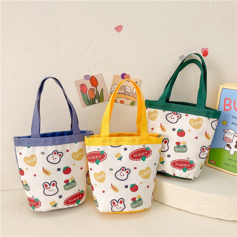 Canvas Women's Bag Fashionable Rabbit Children's Portable Bucket Coin Purse Year Of The Rabbit Souvenir Shoulder Bag For Women