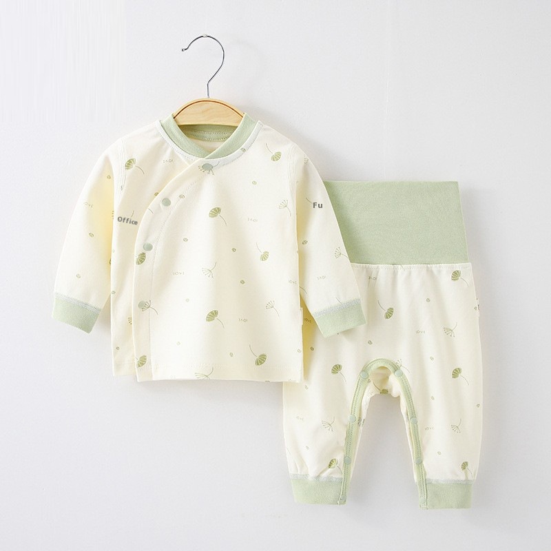 Infant And Toddler Underwear Set Spring And Autumn Pure Cotton Boneless Baby Autumn Clothes And Autumn Trousers High-waisted Pants-free Children's Bottoming Pajamas