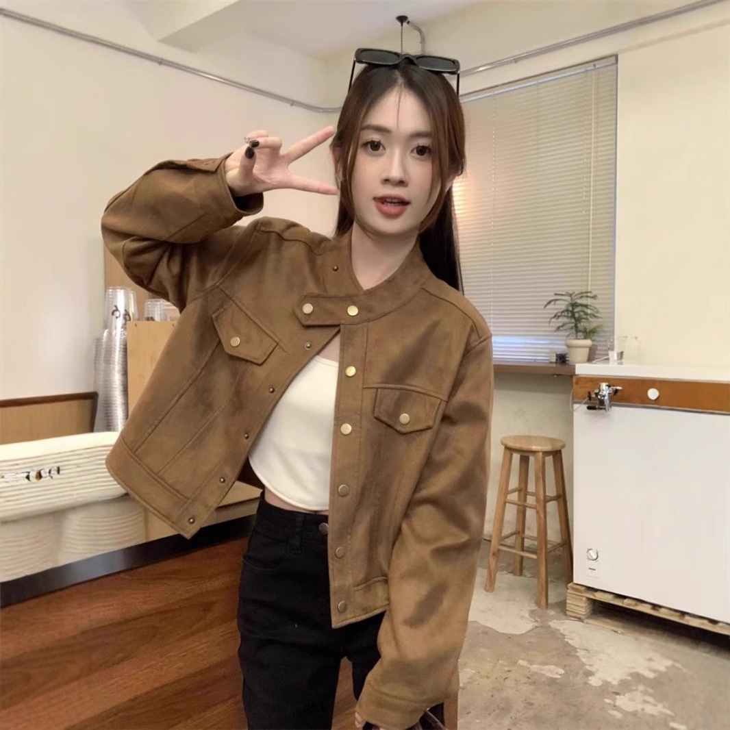 Maillard Suede Jacket Women's Autumn And Winter Korean Loose Slimming Short Long Sleeve Jacket A2465