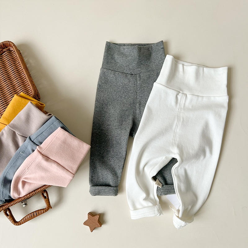 23 Infant And Young Children High-waisted Belly-protecting Pants For Men And Women, Spring And Autumn Cotton Leggings, Winter Trousers, Korean Basics