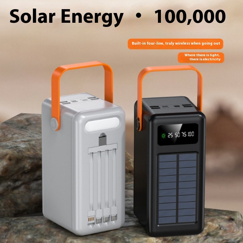 Super Large Capacity 150000 MA Outdoor Travel Solar Mobile Power Students Bring Their Own Data Line Charging Treasure