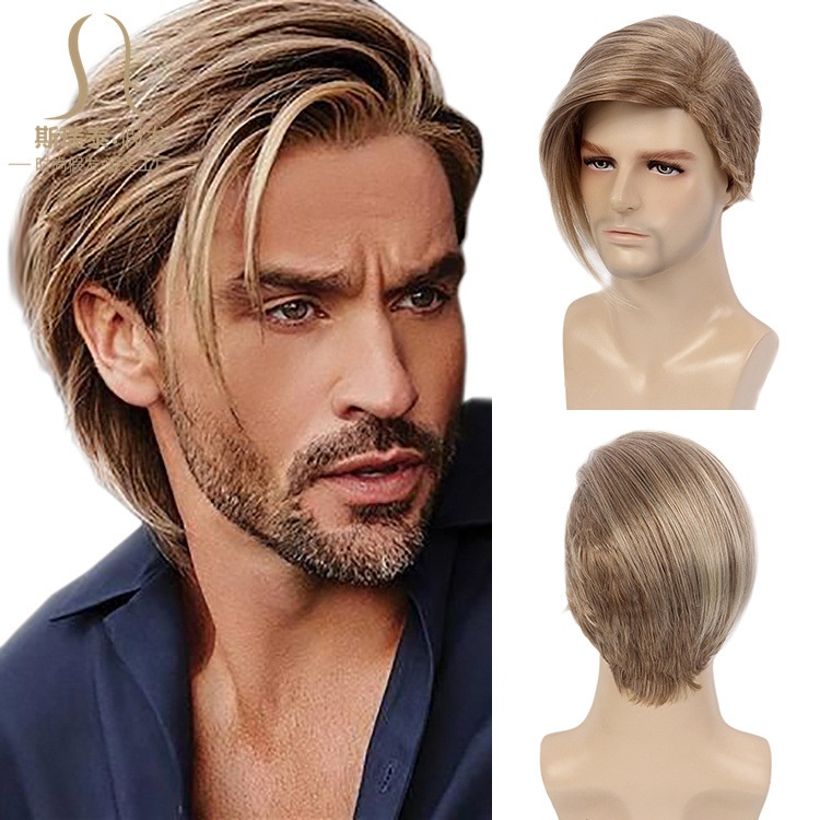 European And American Gold Men Multi-Style Head Wig