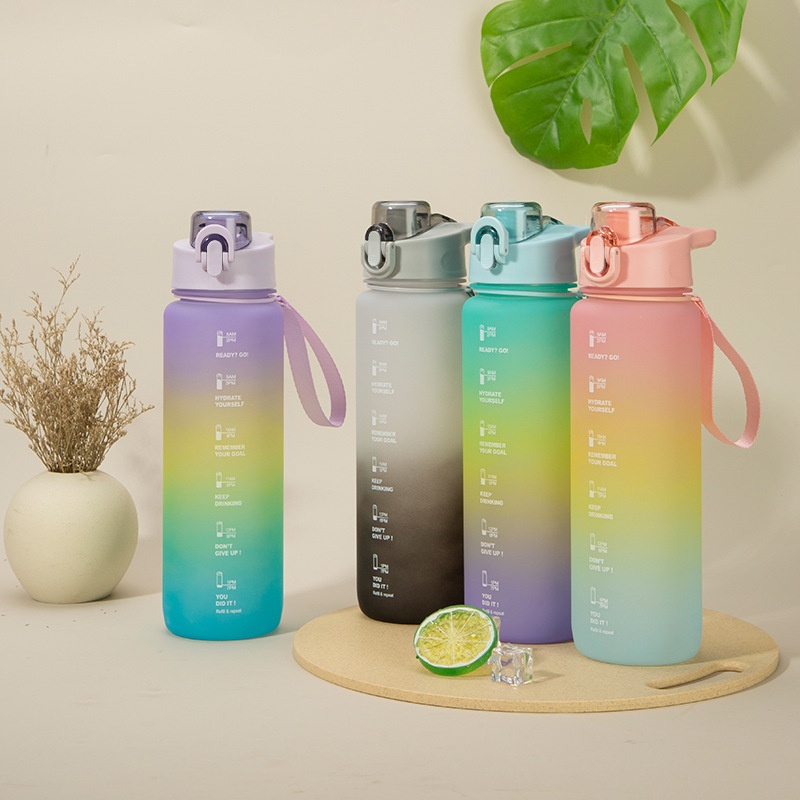 Three-color Gradient Cup Foreign Trade South American Cycling Water Bottle Outdoor Frosted Rainbow Sports Water Cup Plastic