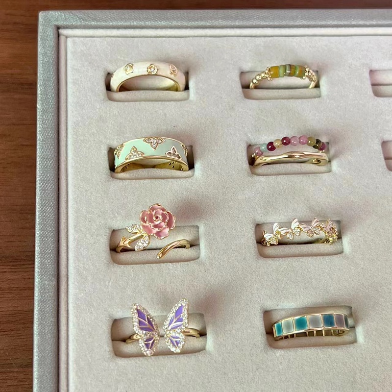 Colorful Enamel Butterfly Ring Female Opening Adjustable Niche Design High Sense Unique Ring Fashion Bracelet