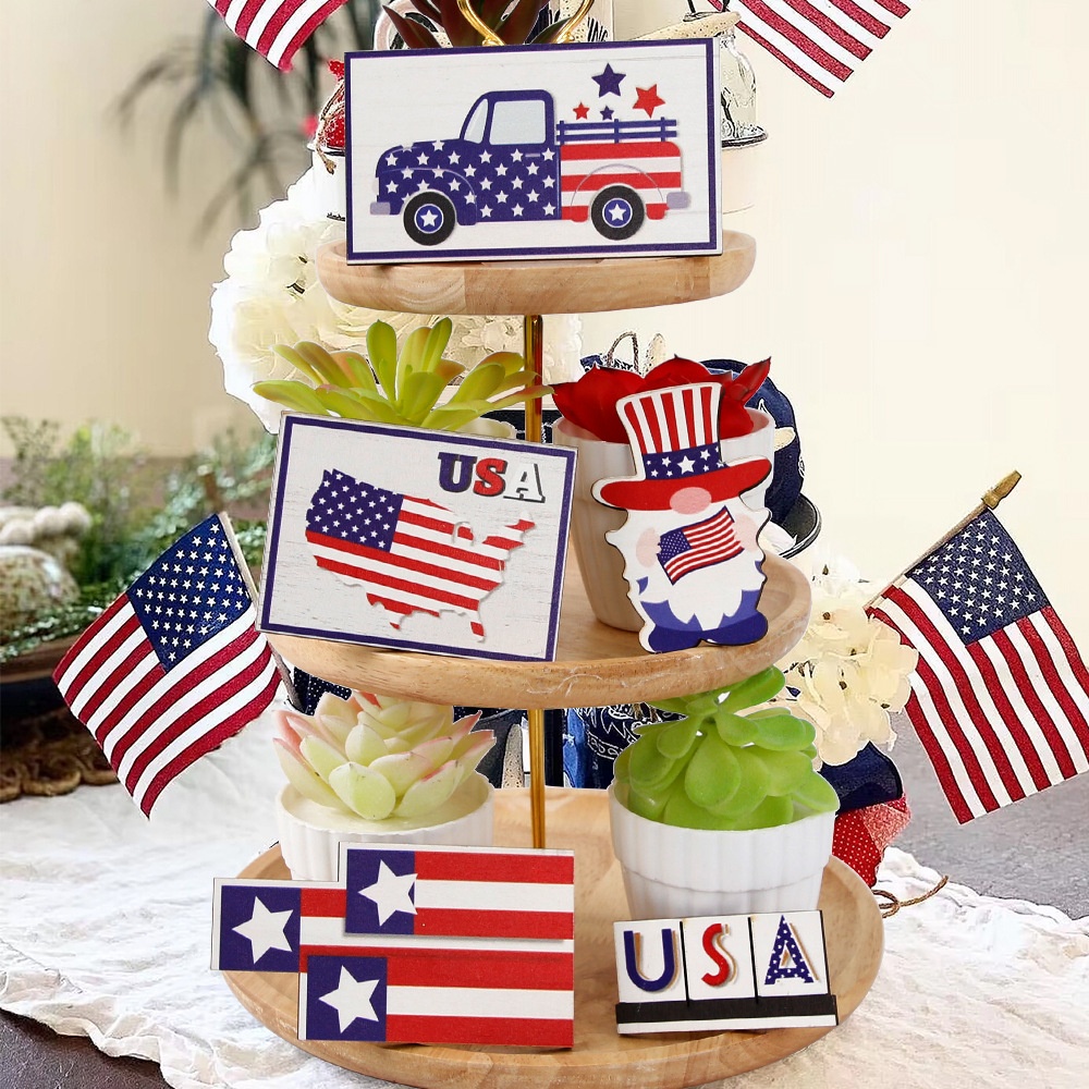 Independence Day Pallet Wooden Tabletop Decoration Party Supplies